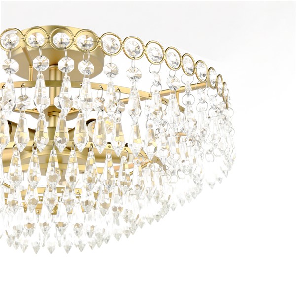 (image for) Laura Ashley Enid 5 Light Semi-Flush Faceted Glass and Matt Antique Brass